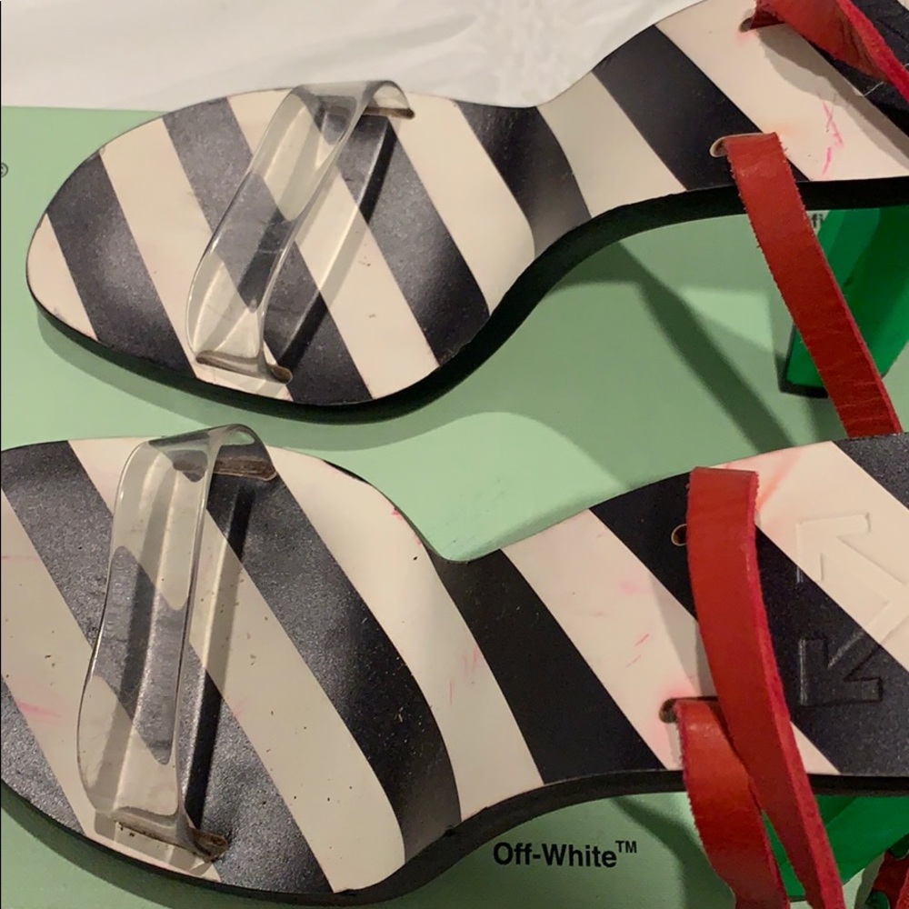 Off White Zip Tie sandals